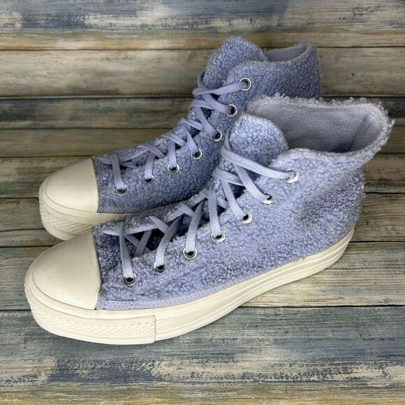 Converse Sherpa Platform Size 9 Chuck Taylor All Star High Cozy Womens Ghost‎ - Picture 2 of 10